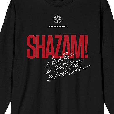 Men's Shazam 2 Fury Of The Gods Checklist Long Sleeve Graphic Tee