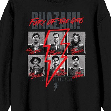 Men's Shazam 2 Fury Of The Gods Character Grid Long Sleeve Graphic Tee