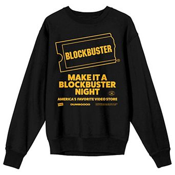 Men's Blockbuster "Make It a Blockbuster Night" Black Long Sleeve Graphic Tee