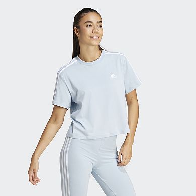 Women's adidas Essentials Short 3-Stripe Sleeve Cropped T-Shirt