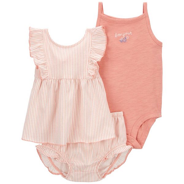 Carter's Baby Girl 3-Piece Cheetah Solid Top & Short Set - Brown