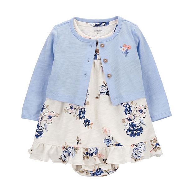 Baby Girl Carter's 2-Piece Floral Bodysuit Dress and Cardigan Set