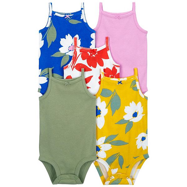 Baby Girl Carter's 5-Pack Floral Tank Top Bodysuits - Assorted (NEWBORN)