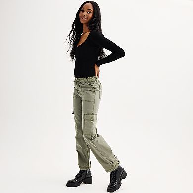 Juniors' SO® High-Rise Smocked Cargo Pants