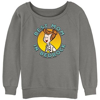 Juniors' The Flintstones Wilma Best Mom In Bedrock Badge Slouchy Terry