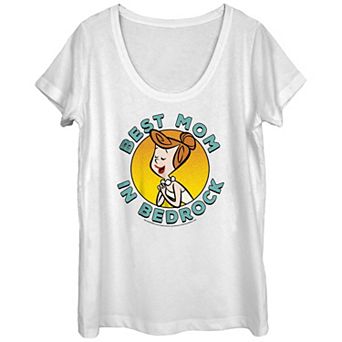 Juniors' The Flintstones Wilma Best Mom In Bedrock Badge Graphic Tee