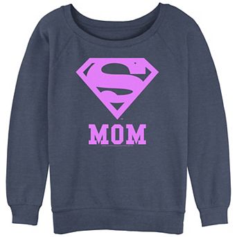 Juniors' Superman Pink Logo Mom Word Slouchy Terry