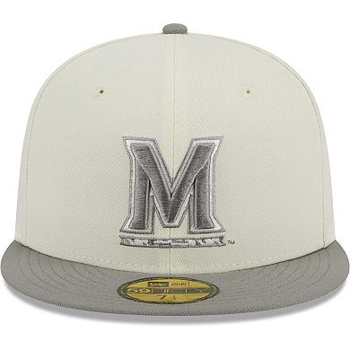 Men's New Era Stone/Gray Maryland Terrapins Chrome & Concrete 59FIFTY Fitted Hat