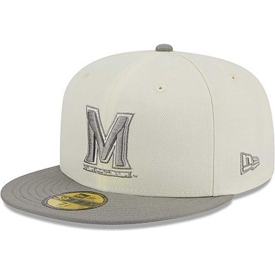 Men's New Era Stone/Gray Maryland Terrapins Chrome & Concrete 59FIFTY Fitted Hat