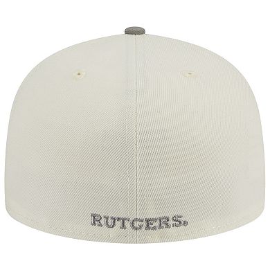 Men's New Era Stone/Gray Rutgers Scarlet Knights Chrome & Concrete 59FIFTY Fitted Hat