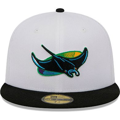 Men's New Era White/Black Tampa Bay Rays Optic 59FIFTY Fitted Hat