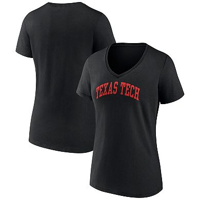 Women's Fanatics Branded Black Texas Tech Red Raiders Basic Arch V-Neck T-Shirt