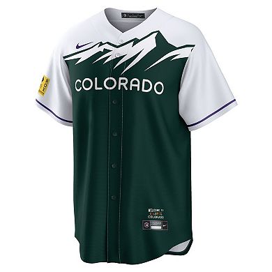 Men's Nike Charlie Blackmon White/Forest Green Colorado Rockies City Connect Replica Player Jersey