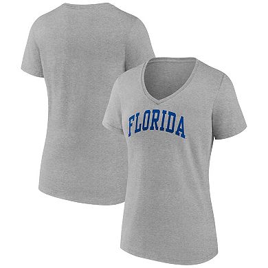 Women's Fanatics Branded Heather Gray Florida Gators Basic Arch V-Neck T-Shirt