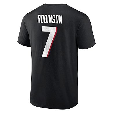 Men's Fanatics Branded Bijan Robinson Black Atlanta Falcons Icon Name & Number T-Shirt