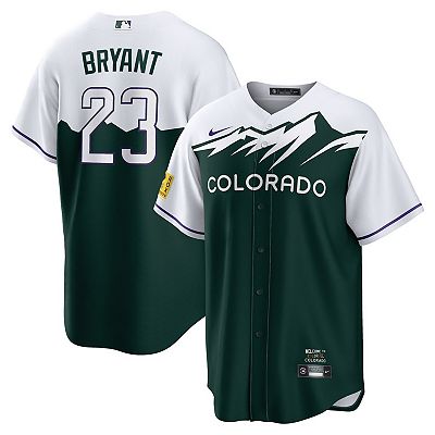 Men s Nike Kris Bryant White Forest Green Colorado Rockies City Connect Replica Player Jersey