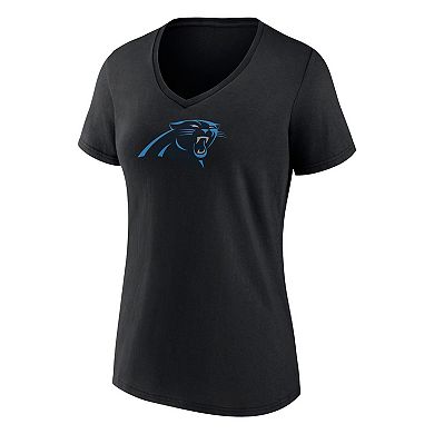 Women's Fanatics Branded Bryce Young Black Carolina Panthers Icon Name & Number V-Neck T-Shirt