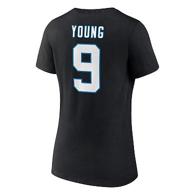 Women's Fanatics Branded Bryce Young Black Carolina Panthers Icon Name & Number V-Neck T-Shirt