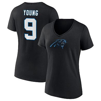 Women's Fanatics Branded Bryce Young Black Carolina Panthers Icon Name & Number V-Neck T-Shirt