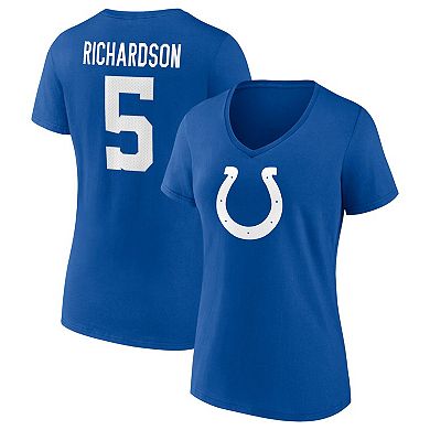 Women's Fanatics Branded Anthony Richardson Royal Indianapolis Colts Icon Name & Number V-Neck T-Shirt