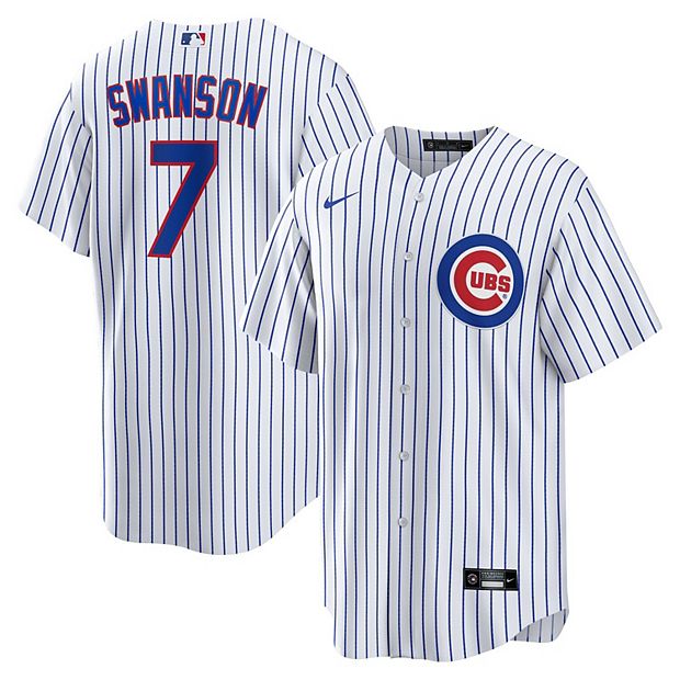 Men's Nike Dansby Swanson White/Royal Chicago Cubs Home Authentic Player  Jersey