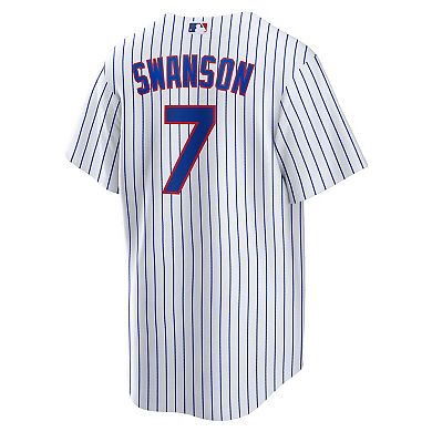 Men's Nike Dansby Swanson White/Royal Chicago Cubs Home Replica Player Jersey