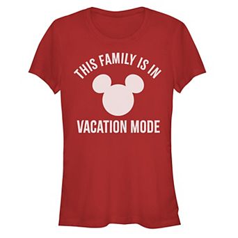 Disney's Mickey Mouse This Family Is In Vacation Mode Juniors' Fitted Graphic Tee