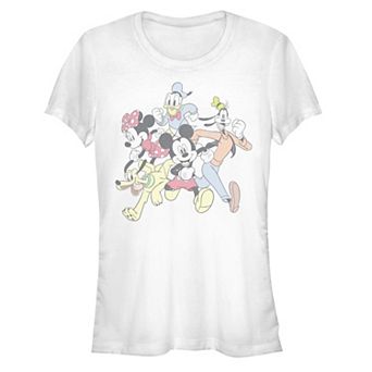 Disney's Mickey And Friends Juniors' Running Group Portrait Fitted Tee