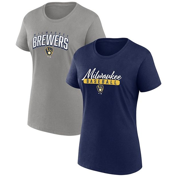 Women's Fanatics Branded Navy/Gray Milwaukee Brewers Fan T-Shirt Combo Set