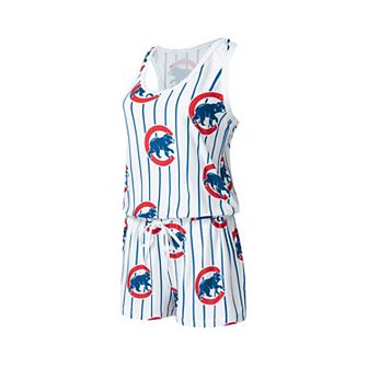 Women's Concepts Sport White Chicago Cubs Reel Pinstripe Knit Romper