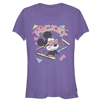 Disney's Mickey Mouse Juniors' 90s Style Portrait Fitted Tee