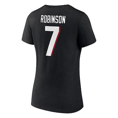 Women's Fanatics Branded Bijan Robinson Black Atlanta Falcons Icon Name & Number V-Neck T-Shirt