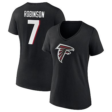 Women's Fanatics Branded Bijan Robinson Black Atlanta Falcons Icon Name & Number V-Neck T-Shirt