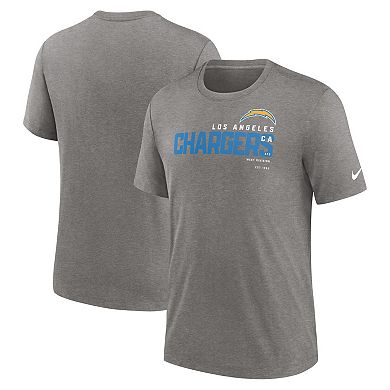 Men's Nike Heather Charcoal Los Angeles Chargers Team Tri-Blend T-Shirt