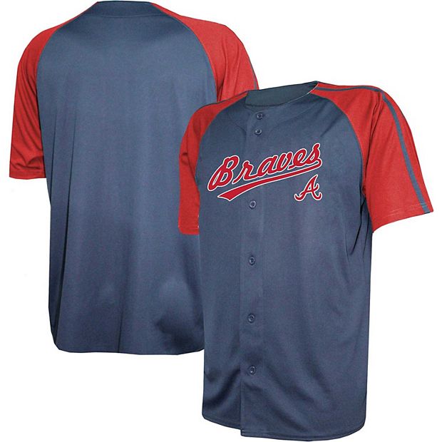 Atlanta Braves Stitches Pullover Crew Sweatshirt - Navy