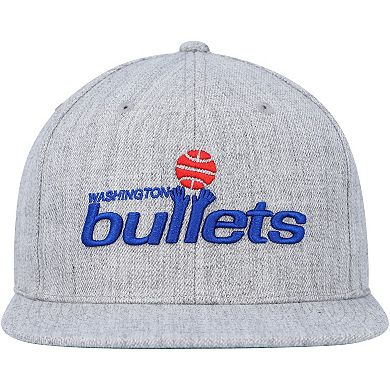 Men's Mitchell & Ness Heather Gray Washington Bullets Hardwood Classics 2.0 Snapback Hat