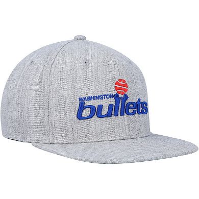 Men's Mitchell & Ness Heather Gray Washington Bullets Hardwood Classics 2.0 Snapback Hat