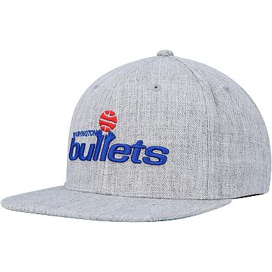 Men's Mitchell & Ness Heather Gray Washington Bullets Hardwood Classics 2.0 Snapback Hat