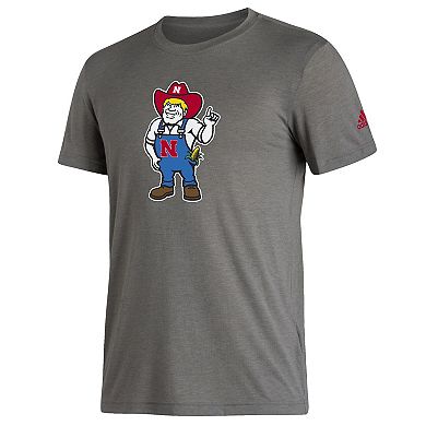 Men's adidas Gray Nebraska Huskers Basics Heritage Tri-Blend T-Shirt