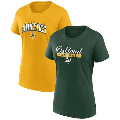 Women's Fanatics Branded Green/Gold Oakland Athletics Fan T-Shirt Combo Set