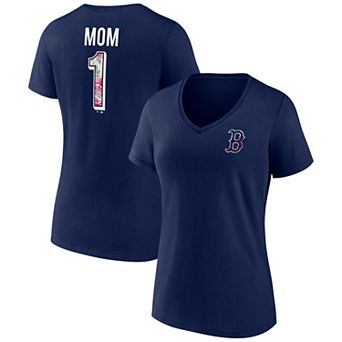 Women's Navy Boston Red Sox Mother's Day Plus Size Best Mom Ever V-Neck T-Shirt