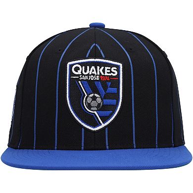 Men's Mitchell & Ness Black San Jose Earthquakes Team Pin Snapback Hat