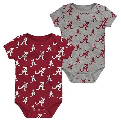 Newborn & Infant Crimson/Heather Gray Alabama Crimson Tide Two-Pack Double Up Bodysuit Set