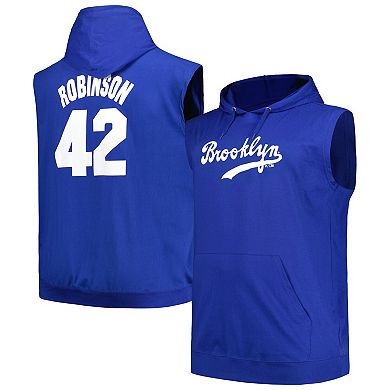 Men's Fanatics Branded Jackie Robinson Royal Brooklyn Dodgers Name & Number Muscle Tank Top Hoodie