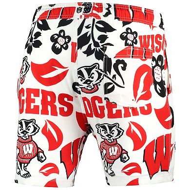 Men's Wes & Willy  White Wisconsin Badgers Vault Tech Swimming Trunks