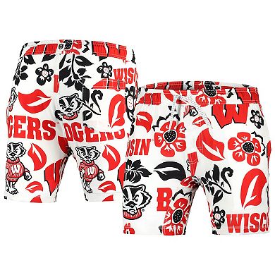 Men's Wes & Willy  White Wisconsin Badgers Vault Tech Swimming Trunks