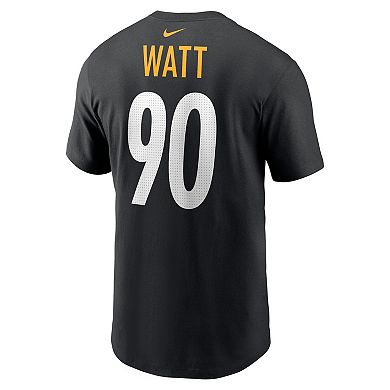 Men's Nike T.J. Watt Black Pittsburgh Steelers Player Name & Number T-Shirt