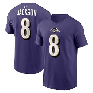 Men's Nike Lamar Jackson Purple Baltimore Ravens Player Name & Number T-Shirt