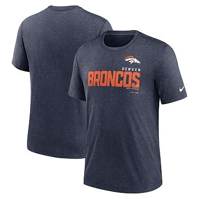 Men's Nike Heather Navy Denver Broncos Team Tri-Blend T-Shirt