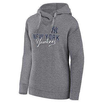 Women's Profile Heather Gray New York Yankees Plus Size Pullover Hoodie